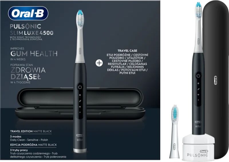 Oral B Pulsonic Slim Luxe 4500 Matte Black Sonic Toothbrush Matte Black