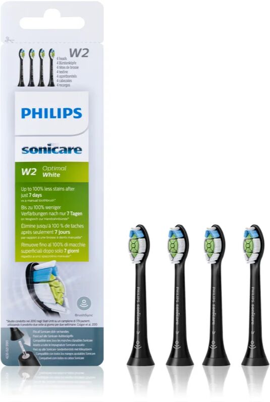 Philips Sonicare Optimal White Standard HX6064/11 Replacement Heads For Toothbrush Black 4 Ks