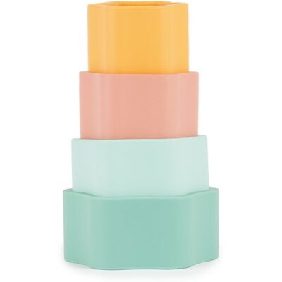 Bieco Silicone Stacking Tower Flower activity toy 12 m+ Tropical Vibes 4 pc Bieco Silicone Stacking Tower Flower activity toy 12 m+ Tropical Vibes 4 pc