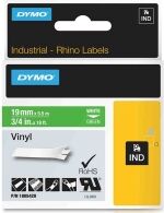 Dymo 1805420 IND Rhino 19mm vinyl tape, white on green (original)