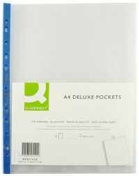 Q-Connect KF01122 A4 multi-punched plastic pocket, top-open, 25 pack