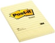 3M lined yellow post-it notes 102 x 152 mm