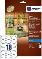 Avery J8102-10 glossy product labels oval 63.5 x 42.3 white (180 labels)