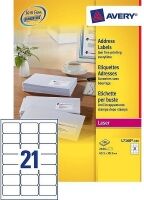 Avery L7160-100 quickpeel address labels 63.5 x 38.1 mm (2100 labels)