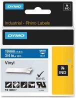 Dymo 1805417 IND Rhino 19mm vinyl tape, white on blue (original)