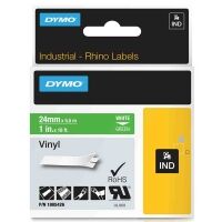 Dymo 1805426 IND Rhino vinyl tape 24mm white on green (original)