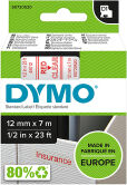 Dymo S0720520 / 45012 12mm tape, red on transparent (original Dymo)