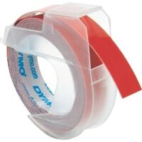 Dymo S0898150 9mm embossing tape, white on red (original)