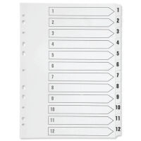 Q-Connect KF01354, A4 multi-punched numbered subject divider