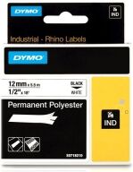 Dymo 18483 IND Rhino 12mm permanent polyester tape, black on white (original)