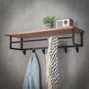 Furnwise Wooden coat rack Tommy wall shelf with 6 hooks