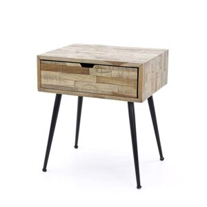 Furnwise Industrial Bedside table Teca Solid teak wood