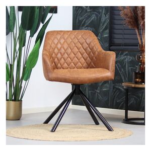 Furnwise Industrial Dining Chair Dex Cognac Eco-Leather