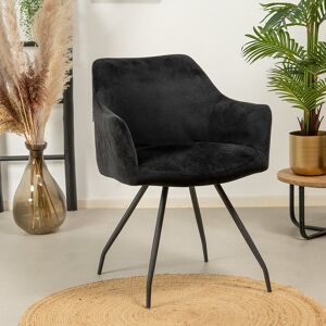 Furnwise Velvet dining chair Nelly Black with arm