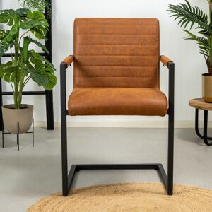 Furnwise Industrial Dining Chair Block Eco-Leather Cognac