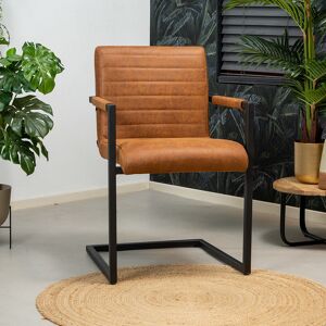 Furnwise Industrial Dining Chair Block Eco-Leather Cognac