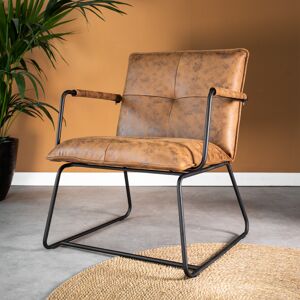 Furnwise Industrial Arm Chair Hailey Cognac Eco-Leather