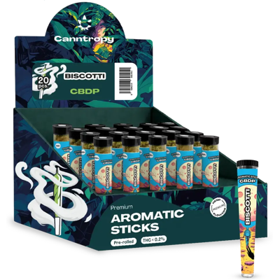 Canntropy Prerolls Biscotti, Display Box 20 Pcs Canntropy Prerolls Biscotti, Display Box 20 Pcs