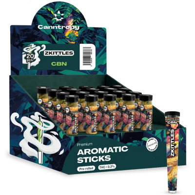 Canntropy Cbn Prerolls Zkittles, Display Box 20 Pcs Canntropy Cbn Prerolls Zkittles, Display Box 20 Pcs