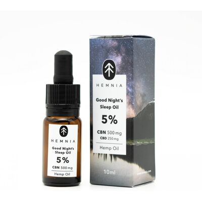 Hemnia Good Night'S Sleep Hemp Oil 5%, 500 Mg Cbn, 250 Mg , 10 Ml Hemnia Good Night'S Sleep Hemp Oil 5%, 500 Mg Cbn, 250 Mg , 10 Ml