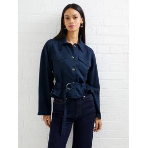 French Connection Elkie Twill Combat Jacket - Lyocell  - Marine - WOMEN - Size: M