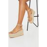 PrettyLittleThing Tan Buckle Ankle Strap Flatform Espadrille Sandal