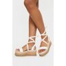 PrettyLittleThing White Wide Fit PU Tie Ankle Espadrilles