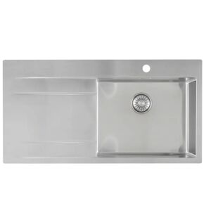 Megabad Profi Collection Living Kitchen stainless steel kitchen sink 100 x 52 cm, basin right and with tap hole drilling MBPP50ABR B: 100 T: 52 H: 18 cm