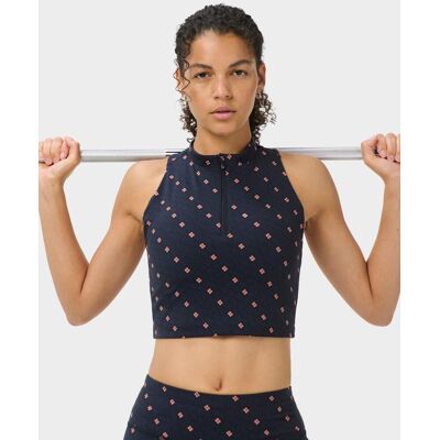 Sweaty Betty Power Crop Zip Tank, Blue, Women's XXS Sweaty Betty Power Crop Zip Tank, Blue, Women's XXS
