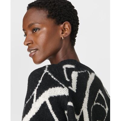 Sweaty Betty SB Chain Jacquard Jumper, Black, Women's XXS Sweaty Betty SB Chain Jacquard Jumper, Black, Women's XXS