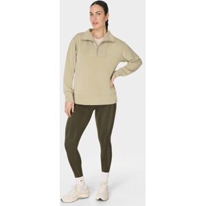Sweaty Betty Sand Wash Half Zip Longline Sweatshirt, Green, Women's S Sweaty Betty Sand Wash Half Zip Longline Sweatshirt, Green, Women's S
