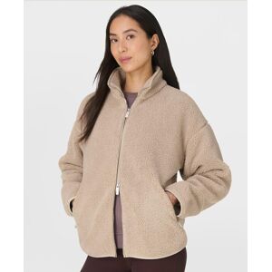 Sweaty Betty Plush Textured Zip Up Fleece, Neutral, Women's M Sweaty Betty Plush Textured Zip Up Fleece, Neutral, Women's M
