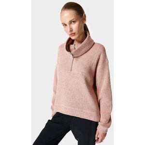 Sweaty Betty Restful Boucle Half Zip Sweatshirt, Pink, Women's L Sweaty Betty Restful Boucle Half Zip Sweatshirt, Pink, Women's L