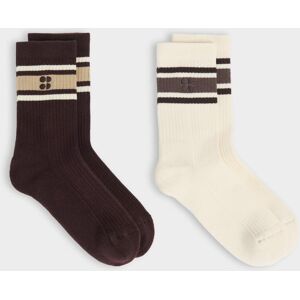 Sweaty Betty Lifestyle Ribbed Crew Socks 2 Pack, Brown, Women's UK 6-8 Sweaty Betty Lifestyle Ribbed Crew Socks 2 Pack, Brown, Women's UK 6-8