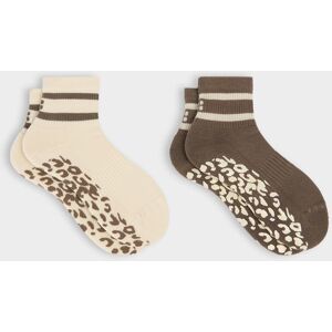 Sweaty Betty Animal Print Mini Pilates Crew Gripper 2 Pack, Brown, Women's UK 6-8 Sweaty Betty Animal Print Mini Pilates Crew Gripper 2 Pack, Brown, Women's UK 6-8