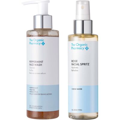 The Organic Pharmacy Peppermint Facial Wash Herbal Toner Duo - Skincare Duo The Organic Pharmacy Peppermint Facial Wash Herbal Toner Duo - Skincare Duo