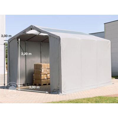 TOOLPORT 4x6m - 3.0m Sides PVC Industrial Tent with zipper entrance and skylights, PVC 850, grey with statics package (concrete anchors) - (94081) TOOLPORT 4x6m - 3.0m Sides PVC Industrial Tent with zipper entrance and skylights, PVC 850, grey with statics package (concrete anchors) - (94081)