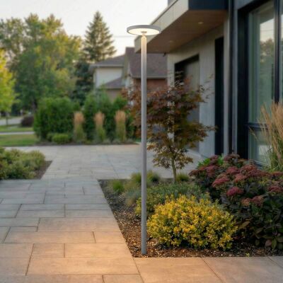 Lucande Akito LED outdoor light, light grey, height 260 cm, IP54, Alu / grey / zinc, Aluminium, Modern, Post Light Lucande Akito LED outdoor light, light grey, height 260 cm, IP54, Alu / grey / zinc, Aluminium, Modern, Post Light
