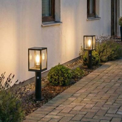 Lindby LED solar path light Relto, sensor, ground spike, 50 cm Relto, Black, Stainless steel, Modern, Solar Lights with Sensor Lindby LED solar path light Relto, sensor, ground spike, 50 cm Relto, Black, Stainless steel, Modern, Solar Lights with Sensor
