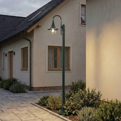 Lindby Daphne outdoor light, 220 cm, green, metal, E27 Lindby, dimmable, Green, Aluminium, Antique, Post Light Lindby Daphne outdoor light, 220 cm, green, metal, E27 Lindby, dimmable, Green, Aluminium, Antique, Post Light