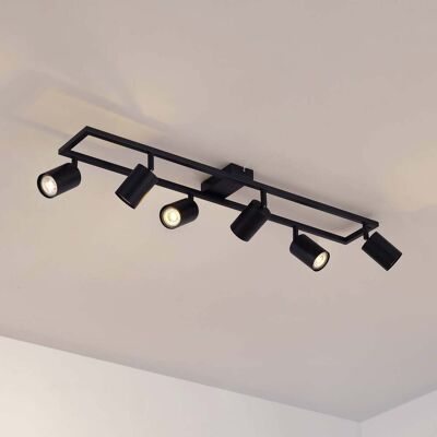 Lindby Bravius ceiling spotlight, black, 6-bulb, iron Lindby, dimmable, Black, Hallway, metal, Modern, Ceiling Light Lindby Bravius ceiling spotlight, black, 6-bulb, iron Lindby, dimmable, Black, Hallway, metal, Modern, Ceiling Light