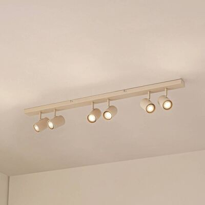 Lindby Kardis ceiling spotlight, beige, 6-bulb, metal, GU10 Lindby, dimmable, Cream / amber, Hallway, Aluminium, Modern, Ceiling Light Lindby Kardis ceiling spotlight, beige, 6-bulb, metal, GU10 Lindby, dimmable, Cream / amber, Hallway, Aluminium, Modern, Ceiling Light