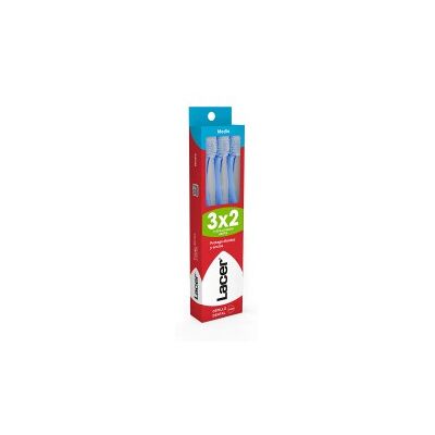 Lacer Toothbrush Medium Pack - Toothbrushes Unisex 3 Units Lacer Toothbrush Medium Pack - Toothbrushes Unisex 3 Units