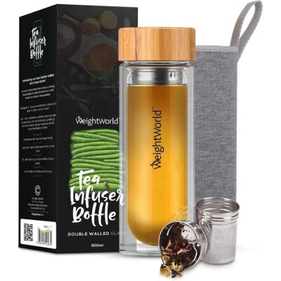 WeightWorld Tea infuser Bottle - 500ml Tumbler for Tea & Coffee Lovers - Reusable Glass Travel Mug For Matcha, Loose Leaf Tea, Green Tea & Fruit Infusion WeightWorld Tea infuser Bottle - 500ml Tumbler for Tea & Coffee Lovers - Reusable Glass Travel Mug For Matcha, Loose Leaf Tea, Green Tea & Fruit Infusion