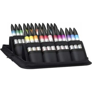 Winsor & Newton ProMarker Watercolour Marker, Basic Collection, 2 Tips: Brush and Fine Tip, Lightfast, Highly Pigmented Watercolour Colours in Marker for Calligraphy, Drawings, 24 Colours Set,Multi Winsor & Newton ProMarker Watercolour Marker, Basic Collection, 2 Tips: Brush and Fine Tip, Lightfast, Highly Pigmented Watercolour Colours in Marker for Calligraphy, Drawings, 24 Colours Set,Multi