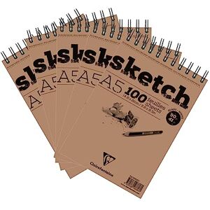 Clairefontaine 96606C Bloc Spiralé en-tête Papier Sketch 100 Feuilles Papier Dessin Blanc au Grain Très Léger Feuilles Détachables A5 14,8x21 cm 90g Paquet de 5 blocs Clairefontaine 96606C Bloc Spiralé en-tête Papier Sketch 100 Feuilles Papier Dessin Blanc au Grain Très Léger Feuilles Détachables A5 14,8x21 cm 90g Paquet de 5 blocs