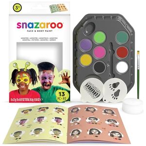 Snazaroo Monster Face Painting Palette Kit for Kids & Adults, 8 Colours, 13pcs, Stencils, Brush, Sponge, Guide, Water Based, Easily Washable, Non-Toxic, Makeup, Body Painting & Parties Snazaroo Monster Face Painting Palette Kit for Kids & Adults, 8 Colours, 13pcs, Stencils, Brush, Sponge, Guide, Water Based, Easily Washable, Non-Toxic, Makeup, Body Painting & Parties