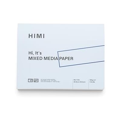 HIMI Paper Pad Mixed Media 22.9 x 30.5cm (9 x 12), 180g, 90 Sheets, Glue Bound, White Paper, Artist Supplies, Paper for Painting, Spiral Binding Sketchbook, Pencil, Drawing, Mix Media HIMI Paper Pad Mixed Media 22.9 x 30.5cm (9 x 12), 180g, 90 Sheets, Glue Bound, White Paper, Artist Supplies, Paper for Painting, Spiral Binding Sketchbook, Pencil, Drawing, Mix Media