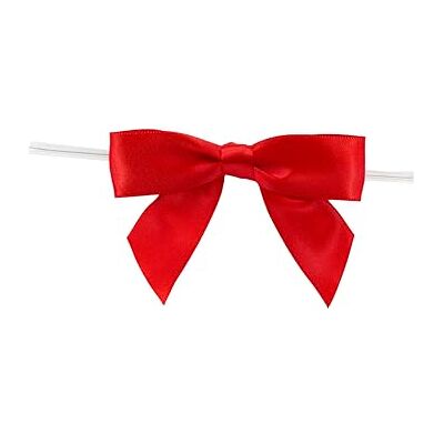 Reliant Ribbon Corp Reliant Ribbon 100 Piece Bow 3.25 Span X 2 Tails Twist Tie Ribbon, Red, 7/8 Reliant Ribbon Corp Reliant Ribbon 100 Piece Bow 3.25 Span X 2 Tails Twist Tie Ribbon, Red, 7/8
