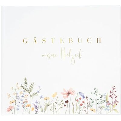 Goldbuch 50 044 Guest Book Flower Love White Wedding Guest Album with 100 Illustrated Pages Photo Guest Book with Hard Cover Art Print with Flower Motif and Gold Embossing Approx. 24.5 x 22.5 x 3.5 cm Goldbuch 50 044 Guest Book Flower Love White Wedding Guest Album with 100 Illustrated Pages Photo Guest Book with Hard Cover Art Print with Flower Motif and Gold Embossing Approx. 24.5 x 22.5 x 3.5 cm